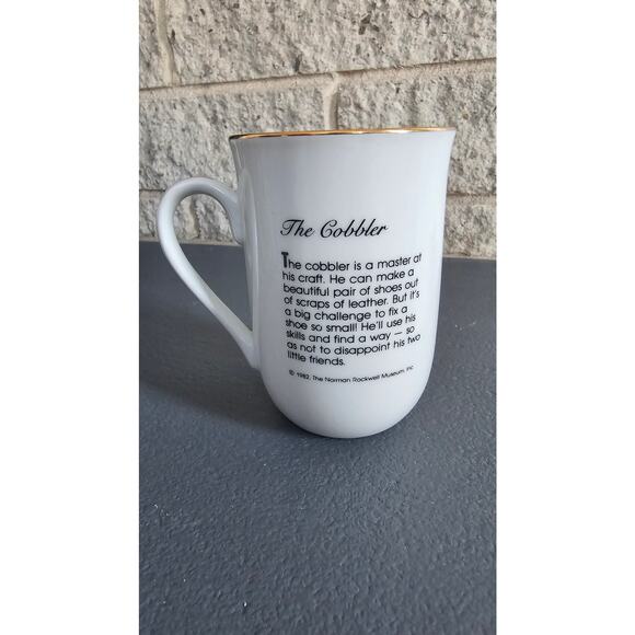 Norman Rockwell Mugs (4)  A Good Boy Memories Music Master The Cobbler, Gold Rim - Picture 10 of 13